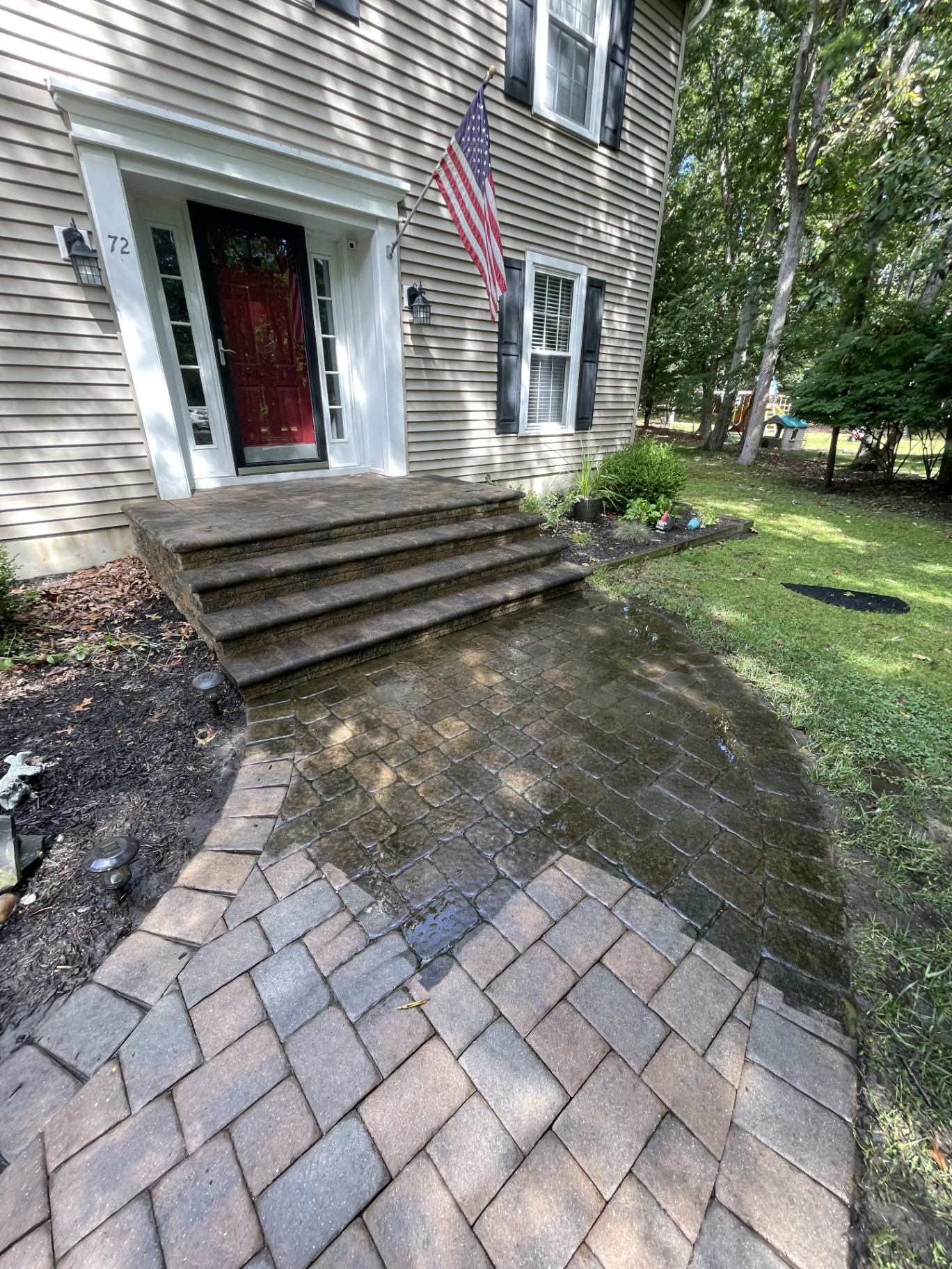 Power washing 1 — front pavers in progress