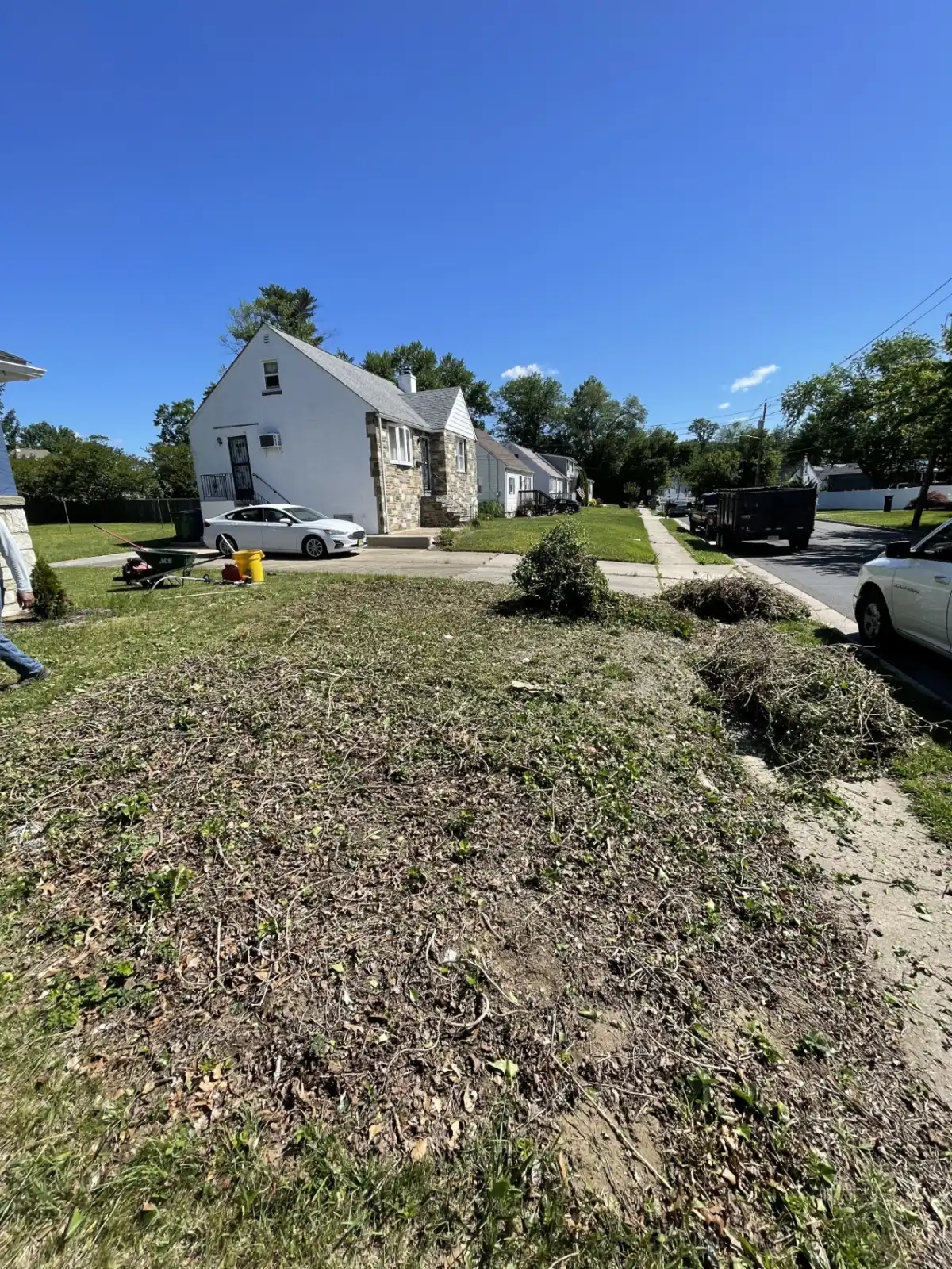 Bare lawn before grass seeding, angle one