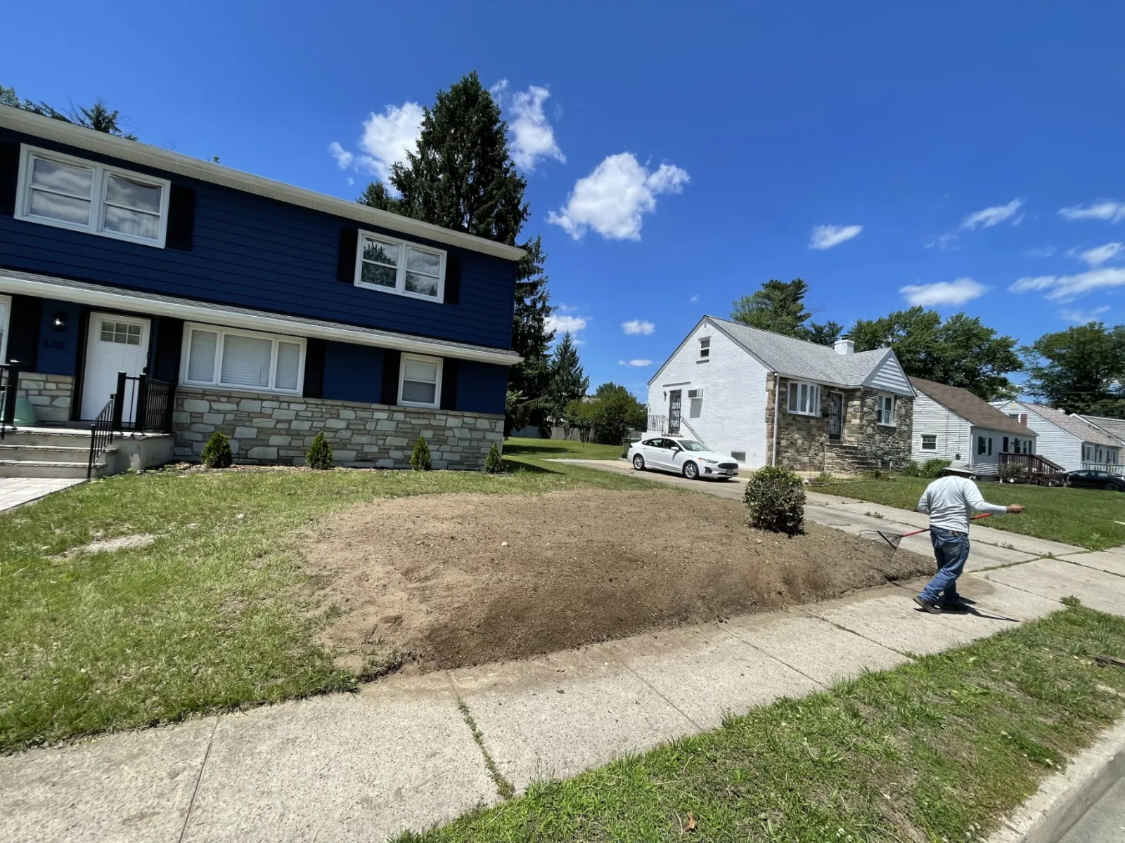 Grass seeding in progress, third photo